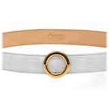 Avvenice - Iris - Crocodile Belt - Pearly White - Handmade in Italy - Exclusive Luxury Collection