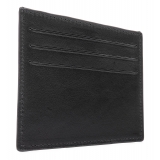 Avvenice - Premium Leather Credit Card Holder - Black Fuchsia - Handmade in Italy - Exclusive Luxury Collection