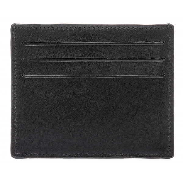 Avvenice - Premium Leather Credit Card Holder - Black Fuchsia - Handmade in Italy - Exclusive Luxury Collection