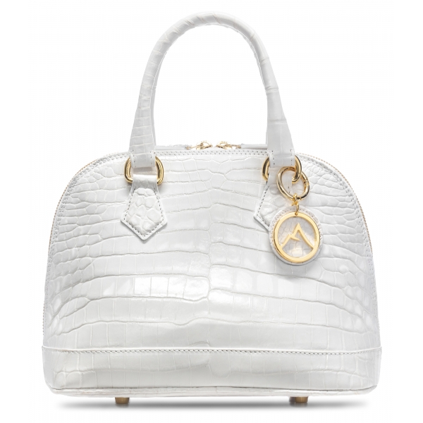 Avvenice - Imperium - Crocodile Bag - Pearly White - Handmade in Italy - Exclusive Luxury Collection