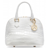 Avvenice - Imperium - Borsa in Coccodrillo - Bianco Perlato - Handmade in Italy - Exclusive Luxury Collection