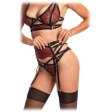 Belarex - Buenos Aires Suspender Belt - Dark Red - Suspender Belt - Lingerie - Luxury Exclusive Collection