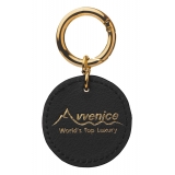 Avvenice - Ciondolo in Pelle Premium - Nero - Portachiavi - Handmade in Italy - Exclusive Luxury Collection