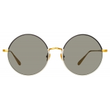 Linda Farrow - Bea Round Sunglasses in Yellow Gold and Black - LFL1333C7SUN - Linda Farrow Eyewear