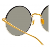 Linda Farrow - Bea Round Sunglasses in Yellow Gold and Black - LFL1333C7SUN - Linda Farrow Eyewear