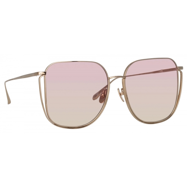 Linda Farrow - Camry Oversized Sunglasses in Light Gold and Lilac - LFL1347C4SUN - Linda Farrow Eyewear