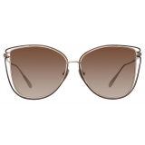 Linda Farrow - Dinah Cat Eye Sunglasses in Light Gold - LFL1422C2SUN - Linda Farrow Eyewear