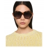 Stella McCartney - Chunky Square Cat-Eye Sunglasses - Glossy Dark Havana - Sunglasses - Stella McCartney Eyewear