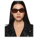 Stella McCartney - Falabella Oval Sunglasses - Glossy Dark Havana - Sunglasses - Stella McCartney Eyewear