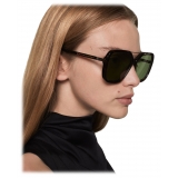 Stella McCartney - Oversized Square Metal Bar Sunglasses - Glossy Dark Havana - Sunglasses