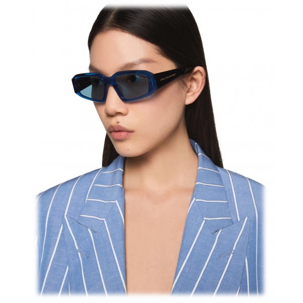 Stella McCartney - Abstract Rectangle Sunglasses - Translucent Electric Blue - Sunglasses - Stella McCartney Eyewear