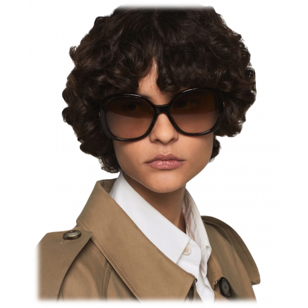 Stella McCartney - Oversized Round Gradient Sunglasses - Glossy Dark Havana - Sunglasses - Stella McCartney Eyewear