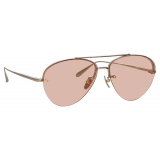 Linda Farrow - Edano Aviator Sunglasses in Light Gold - LFL1444C3SUN - Linda Farrow Eyewear