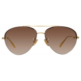 Linda Farrow - Edano Aviator Sunglasses in Yellow Gold - LFL1444C1SUN - Linda Farrow Eyewear