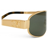 Céline - Occhiali da Sole Triomphe Metal 03 in Metallo - Oro Verde - Occhiali da Sole - Céline Eyewear