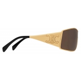 Céline - Occhiali da Sole Triomphe Metal Racer in Metallo - Oro Nicotina - Occhiali da Sole - Céline Eyewear