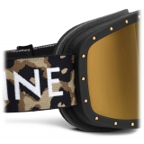 Céline - Ski Mask in Plastic with Metal Studs & Mirror Lenses - Leopard - Sunglasses - Céline Eyewear