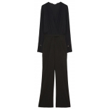 Patrizia Pepe - Long Suit with Blouse and Flared Trousers - Black - Made in Italy - Luxury Exclusive Collection