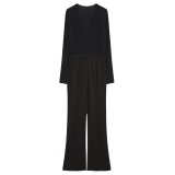 Patrizia Pepe - Long Suit with Blouse and Flared Trousers - Black - Made in Italy - Luxury Exclusive Collection