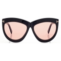 Tom Ford - Occhiali da Sole Doris - Occhiali da Sole Shield - Nero Lucido Marrone - Occhiali da Sole - Tom Ford Eyewear