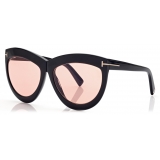 Tom Ford - Occhiali da Sole Doris - Occhiali da Sole Shield - Nero Lucido Marrone - Occhiali da Sole - Tom Ford Eyewear