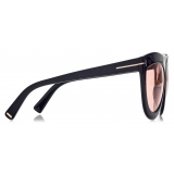 Tom Ford - Occhiali da Sole Doris - Occhiali da Sole Shield - Nero Lucido Marrone - Occhiali da Sole - Tom Ford Eyewear