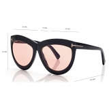 Tom Ford - Occhiali da Sole Doris - Occhiali da Sole Shield - Nero Lucido Marrone - Occhiali da Sole - Tom Ford Eyewear