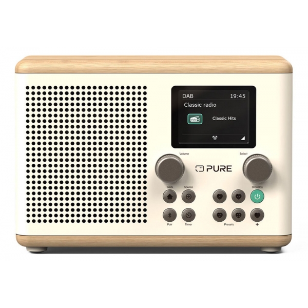 Pure - Classic H4 - Cotone Bianco Rovere - Radio Digitale da Cucina con Bluetooth - Radio Digitale Alta Qualità