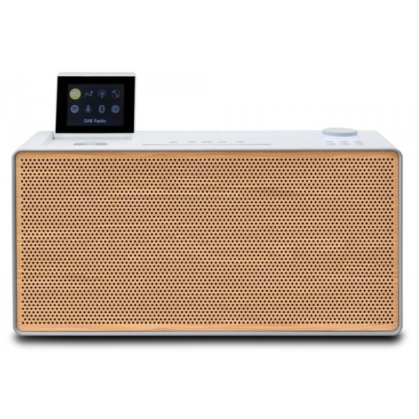 Pure - Evoke Home - Wood Edition - Cotton White with Cherry Wood Grill - All-in-One Music System - High Quality Digital Radio