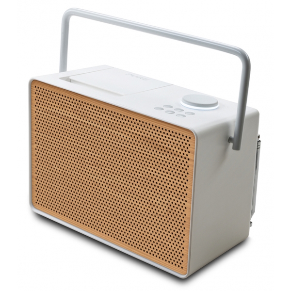 Pure - Evoke Play - Cotone Bianco Griglia in Ciliegio - Portable DAB+ Radio con Bluetooth - Radio Digitale Alta Qualità