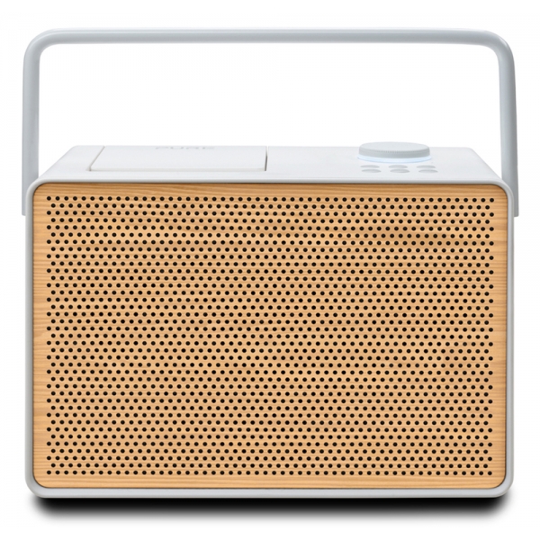 Pure - Evoke Play - Cotton White Cherry Wood Grill - Portable DAB+ Radio with Bluetooth - High Quality Digital Radio