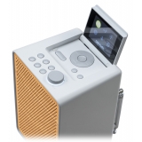 Pure - Evoke Spot - Cotton White with Cherry Wood Grill - Wood Edition Compact Music System - High Quality Digital Radio