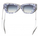 Dolce & Gabbana - Occhiale da Sole Metal Print - Bianco Stampa Maiolica Blu - Dolce & Gabbana Eyewear