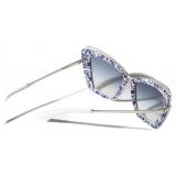 Dolce & Gabbana - Occhiale da Sole Metal Print - Bianco Stampa Maiolica Blu - Dolce & Gabbana Eyewear