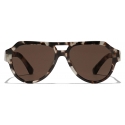 Dolce & Gabbana - Occhiale da Sole Mirror Logo - Beige Havana - Dolce & Gabbana Eyewear