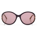 Tom Ford - Occhiali da Sole Melody - Occhiali da Sole Rotondi - Marrone Scuro Lucido - Occhiali da Sole - Tom Ford Eyewear