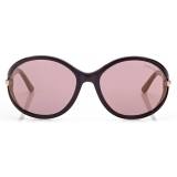 Tom Ford - Occhiali da Sole Melody - Occhiali da Sole Rotondi - Marrone Scuro Lucido - Occhiali da Sole - Tom Ford Eyewear