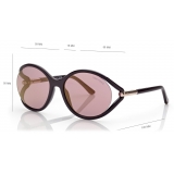 Tom Ford - Occhiali da Sole Melody - Occhiali da Sole Rotondi - Marrone Scuro Lucido - Occhiali da Sole - Tom Ford Eyewear