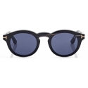 Tom Ford - Occhiali da Sole Corno Rotondi - Corno Nero Blu - Occhiali da Sole - Tom Ford Eyewear