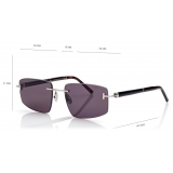 Tom Ford - Occhiali da Sole Titanio Corno Squadrati - Rutenio - Occhiali da Sole - Tom Ford Eyewear