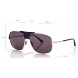 Tom Ford - Occhiali da Sole Tex - Occhiali da Sole Navigatore - Oro Rosa Fumo - Occhiali da Sole - Tom Ford Eyewear