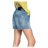 Dondup - Shorts with Frayed Bottom - Blue - Trousers - Luxury Exclusive Collection