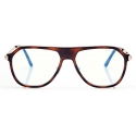 Tom Ford - Blue Block Pilot Optical Glasses - Striped Black Havana - Optical Glasses - Tom Ford Eyewear