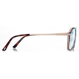 Tom Ford - Blue Block Pilot Optical Glasses - Striped Black Havana - Optical Glasses - Tom Ford Eyewear