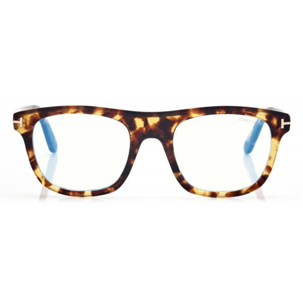 Tom Ford - Blue Block Square Optical Glasses - Light Havana - Optical Glasses - Tom Ford Eyewear