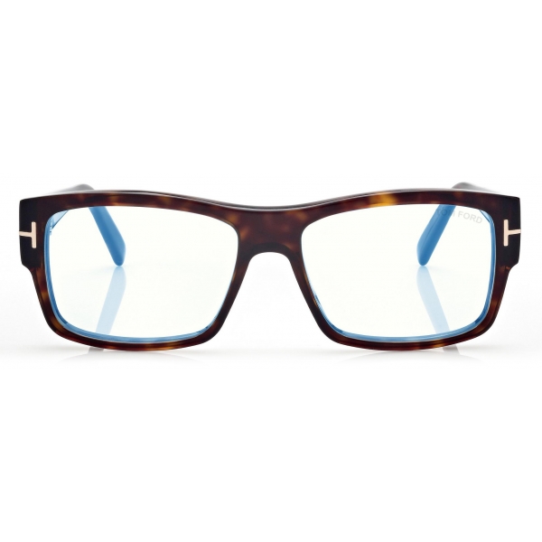 Tom Ford - Blue Block Square Optical Glasses - Dark Havana - Optical Glasses - Tom Ford Eyewear