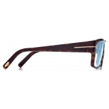 Tom Ford - Blue Block Square Optical Glasses - Dark Havana - Optical Glasses - Tom Ford Eyewear