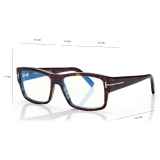 Tom Ford - Occhiali da Vista Quadrati Blue Block - Havana Scuro - Occhiali da Vista - Tom Ford Eyewear
