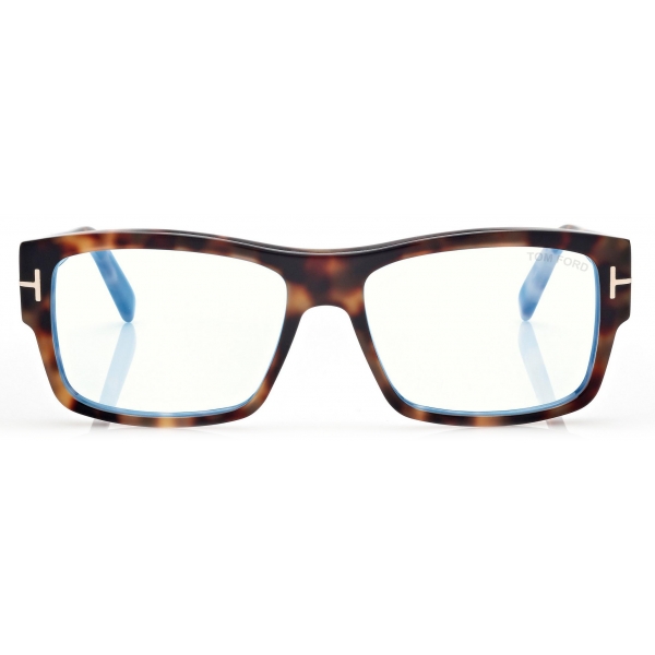 Tom Ford - Blue Block Square Optical Glasses - Light Havana - Optical Glasses - Tom Ford Eyewear