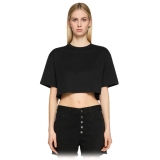 Dondup - Cropped T-shirt with Beaded Detail - Black - T-shirt - Luxury Exclusive Collection